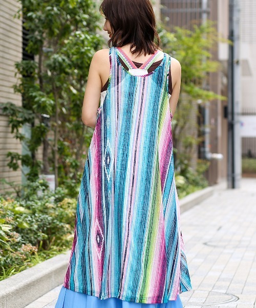 チチカカ（チチカカ）の「サラッペフレアワンピース（ワンピース・レディース・オレンジ/ブルー・FREE）」の4枚目の写真