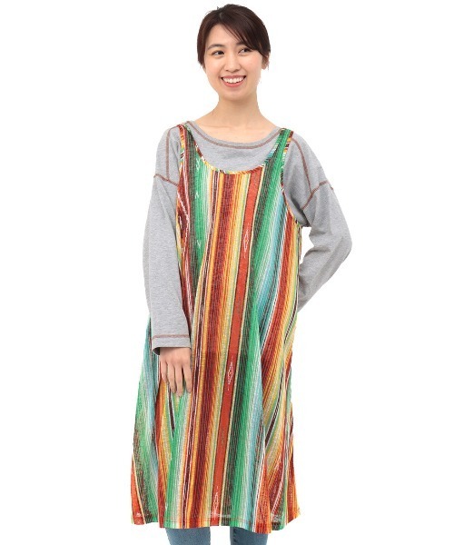 チチカカ（チチカカ）の「サラッペフレアワンピース（ワンピース・レディース・オレンジ/ブルー・FREE）」の7枚目の写真