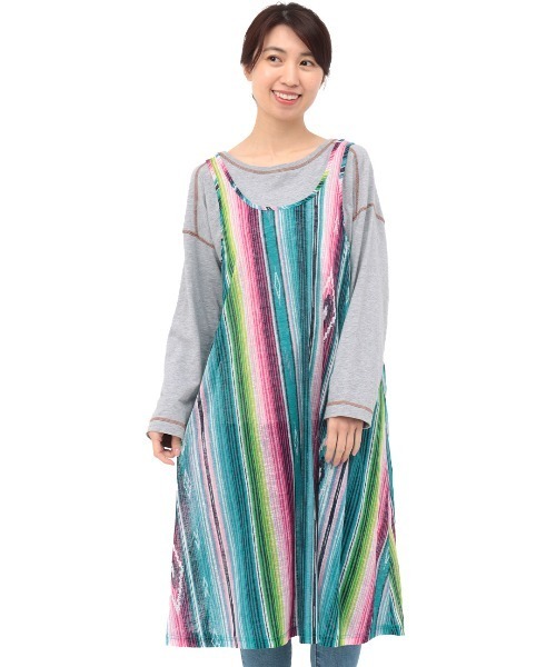 チチカカ（チチカカ）の「サラッペフレアワンピース（ワンピース・レディース・オレンジ/ブルー・FREE）」の6枚目の写真