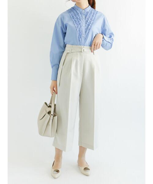 Te chichi（テチチ）の「ベルト付麻調ワイドクロップドパンツ（その他パンツ・レディース・イエロー/ネイビー/ベージュ・SMALL/MEDIUM）」の20枚目の写真