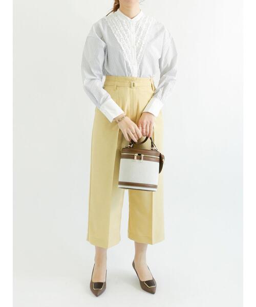 Te chichi（テチチ）の「ベルト付麻調ワイドクロップドパンツ（その他パンツ・レディース・イエロー/ネイビー/ベージュ・SMALL/MEDIUM）」の19枚目の写真