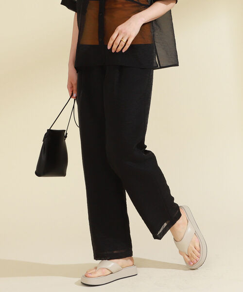 Ray BEAMS（レイビームス）の「Ray BEAMS / オーガンジー 1タック パンツ（その他パンツ・レディース・ベージュ/ブラック・0/1）」の3枚目の写真