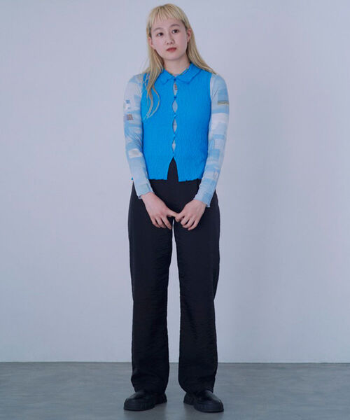 Ray BEAMS（レイビームス）の「Ray BEAMS / オーガンジー 1タック パンツ（その他パンツ・レディース・ベージュ/ブラック・0/1）」の6枚目の写真