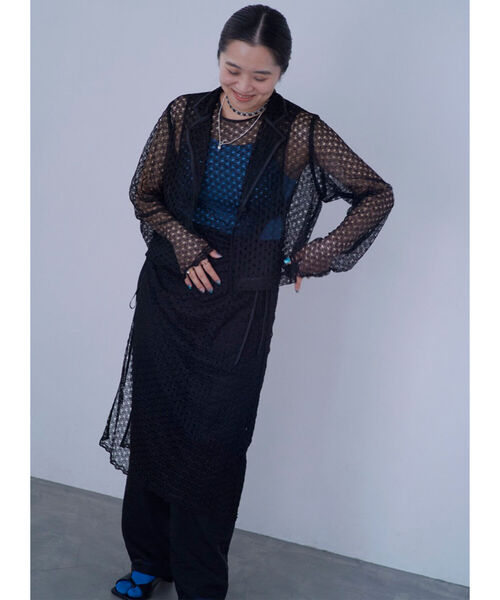 Ray BEAMS（レイビームス）の「Ray BEAMS / オーガンジー 1タック パンツ（その他パンツ・レディース・ベージュ/ブラック・0/1）」の8枚目の写真