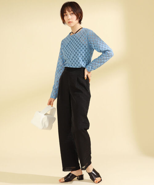 Ray BEAMS（レイビームス）の「Ray BEAMS / オーガンジー 1タック パンツ（その他パンツ・レディース・ベージュ/ブラック・0/1）」の12枚目の写真