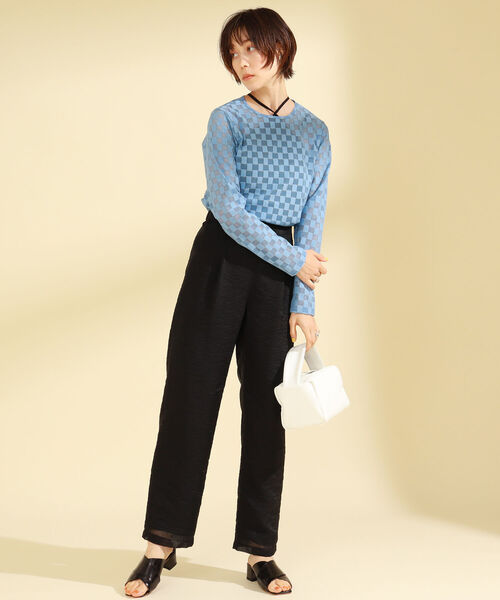 Ray BEAMS（レイビームス）の「Ray BEAMS / オーガンジー 1タック パンツ（その他パンツ・レディース・ベージュ/ブラック・0/1）」の13枚目の写真