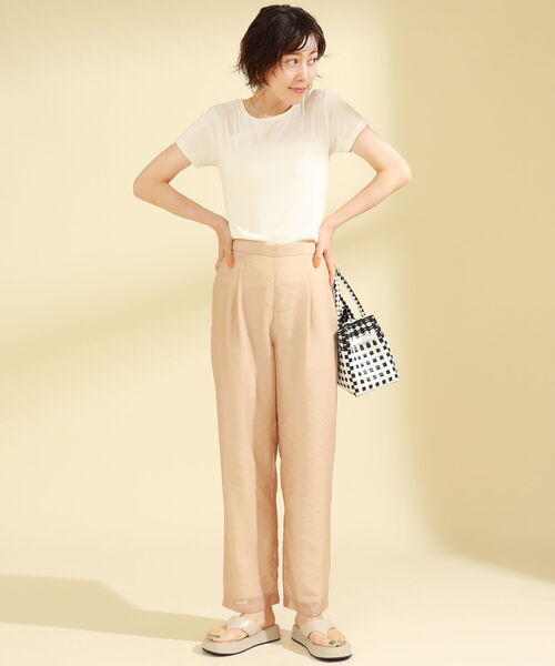 Ray BEAMS（レイビームス）の「Ray BEAMS / オーガンジー 1タック パンツ（その他パンツ・レディース・ベージュ/ブラック・0/1）」の15枚目の写真