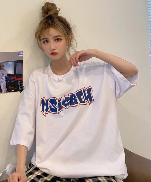 セール】韓国 古着風 フロント ロゴ ビッグシルエット 半袖 T