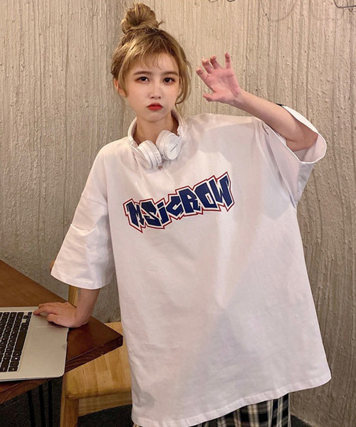 【国内発送!】人気韓国ブランド★xenoreport★ビックロゴTシャツ セール】韓国 古着風 フロント ロゴ ビッグシルエット 半袖 T
