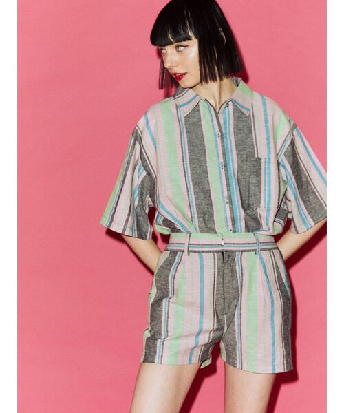 jouetie（ジュエティ）の「マルチストライプパターンキュロット【セットアップ対応】（その他パンツ・レディース・ブルー/ブラック/イエロー・MEDIUM）」の7枚目の写真