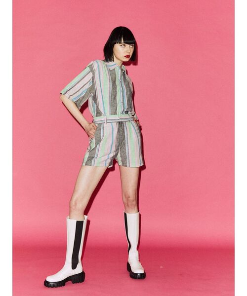 jouetie（ジュエティ）の「マルチストライプパターンキュロット【セットアップ対応】（その他パンツ・レディース・ブルー/ブラック/イエロー・MEDIUM）」の8枚目の写真