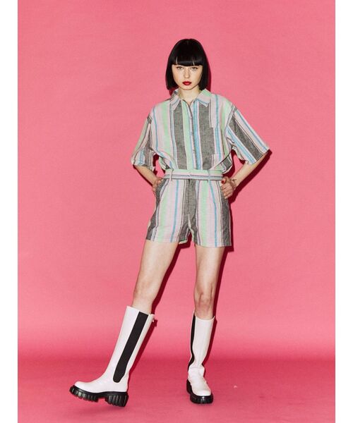 jouetie（ジュエティ）の「マルチストライプパターンキュロット【セットアップ対応】（その他パンツ・レディース・ブルー/ブラック/イエロー・MEDIUM）」の9枚目の写真