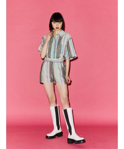 jouetie（ジュエティ）の「マルチストライプパターンキュロット【セットアップ対応】（その他パンツ・レディース・ブルー/ブラック/イエロー・MEDIUM）」の10枚目の写真