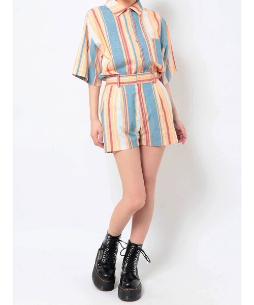 jouetie（ジュエティ）の「マルチストライプパターンキュロット【セットアップ対応】（その他パンツ・レディース・ブルー/ブラック/イエロー・MEDIUM）」の21枚目の写真