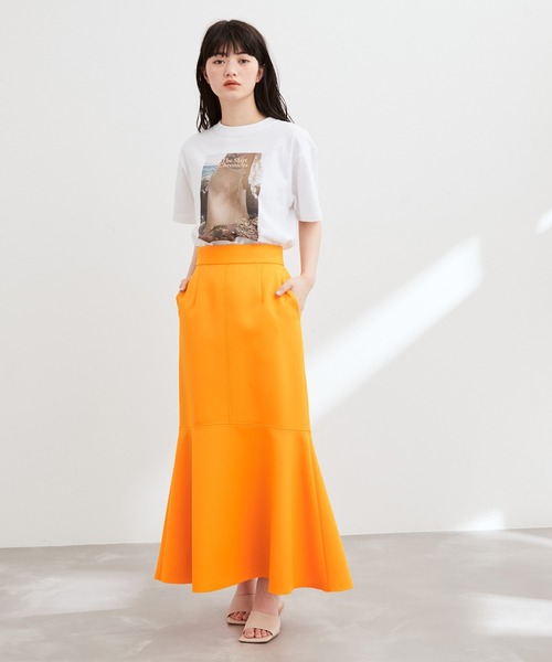 【ADAM ET ROPE】アダムエロペ イエロー プリーツスカート ロング丈 ADAM ET ROPE'｜アダムエロペのスカート（イエロー/黄色系）通販