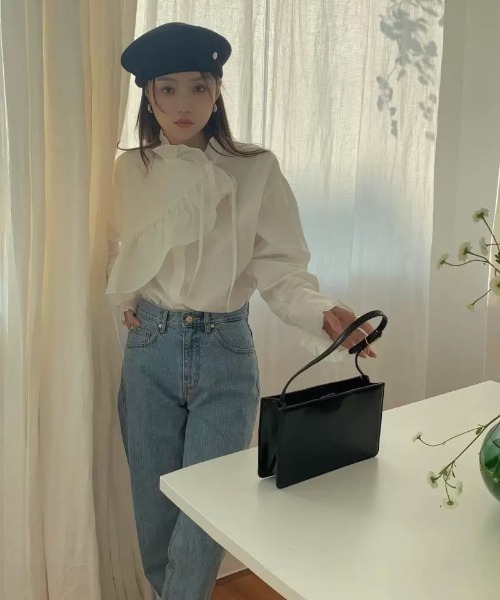 Wefst（ウェスト）の「【Wefst】レイヤードフリルブラウス（シャツ/ブラウス・レディース・ホワイト/イエロー・FREE）」の6枚目の写真