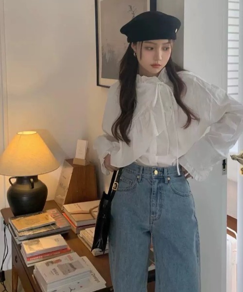 Wefst（ウェスト）の「【Wefst】レイヤードフリルブラウス（シャツ/ブラウス・レディース・ホワイト/イエロー・FREE）」の3枚目の写真