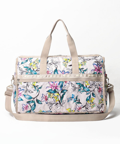 【レスポートサック】ほっこり フラワー花柄 ボストンバッグ 総柄 白×カラフル LeSportsac（レスポートサック）の「DELUXE LG WEEKENDER