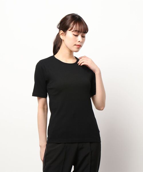 HONEYSUCKLE ROSE(ハニーサックルローズ)の「【HONEYSUCKLE ROSE】リブクルーネックTシャツ(Tシャツ/カットソー・レディース・ブラウン/ブラック/オフホワイト・S/L/M)」の14枚目の写真