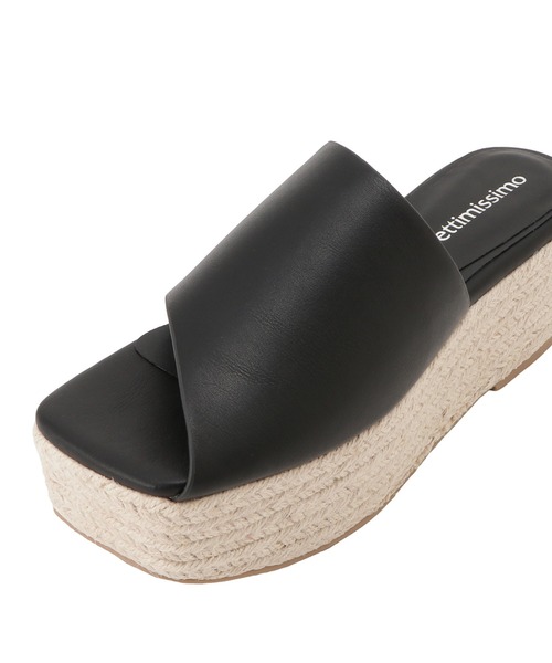 Settimissimo（セッティミッシモ）の「スクエアージュートサンダル（サンダル・レディース・ブラック/オフホワイト・S/M/L）」の7枚目の写真