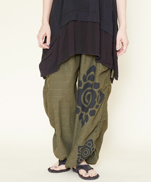 チャイハネ（チャイハネ）の「【チャイハネ】ブロックロータスMEN'Sパンツ（その他パンツ・メンズ・ネイビー/カーキ/オレンジ・FREE）」の2枚目の写真