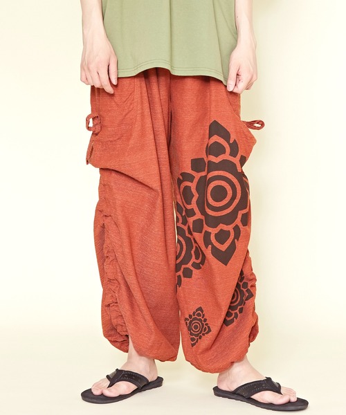 チャイハネ（チャイハネ）の「【チャイハネ】ブロックロータスMEN'Sパンツ（その他パンツ・メンズ・ネイビー/カーキ/オレンジ・FREE）」の3枚目の写真