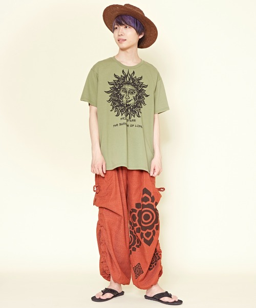 チャイハネ（チャイハネ）の「【チャイハネ】ブロックロータスMEN'Sパンツ（その他パンツ・メンズ・ネイビー/カーキ/オレンジ・FREE）」の5枚目の写真