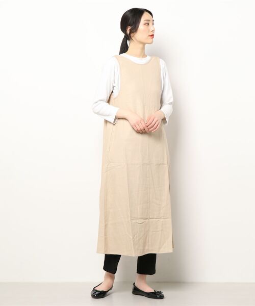 STYLEBLOCK（スタイルブロック）の「リネンブレンド 2WAYロングジレワンピース（ワンピース・レディース・オフホワイト/ブラック/ベージュ/グレイッシュベージュ・FREE）」の9枚目の写真