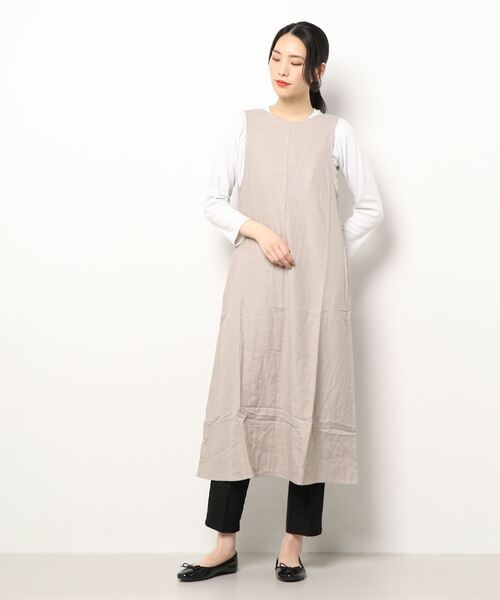 STYLEBLOCK（スタイルブロック）の「リネンブレンド 2WAYロングジレワンピース（ワンピース・レディース・オフホワイト/ブラック/ベージュ/グレイッシュベージュ・FREE）」の10枚目の写真