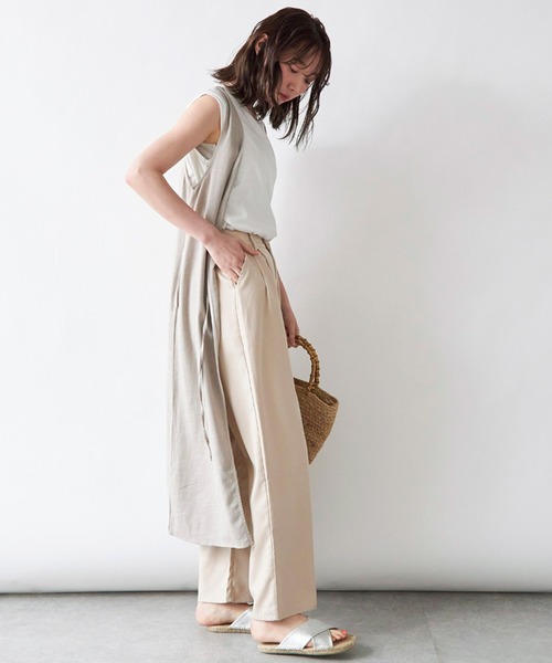 STYLEBLOCK（スタイルブロック）の「リネンブレンド 2WAYロングジレワンピース（ワンピース・レディース・オフホワイト/ブラック/ベージュ/グレイッシュベージュ・FREE）」の12枚目の写真