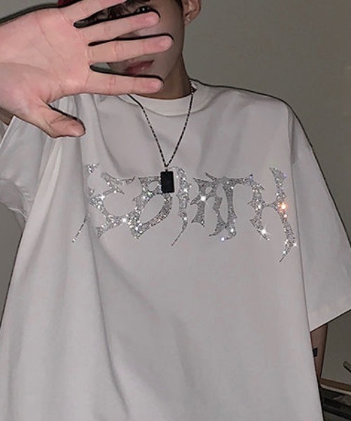 tシャツ A'GEM/9 × .kom「NOVESSEL/ノベセル」ラインストーン半袖Tシャツ レディース メンズ A'GEM/9 × .kom『NOVESSEL/ノベセル』ラインストーン半袖Tシャツ