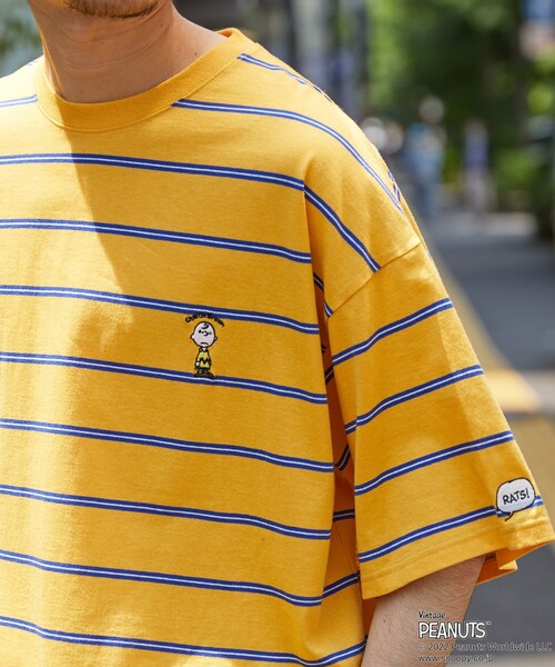 セール Webオリジナル Peanuts 別注 ビッグシルエット ワンポイント刺繍 マルチボーダーtシャツ チャーリー ブラウン Tシャツ カットソー Freak S Store フリークスストア のファッション通販 Zozotown