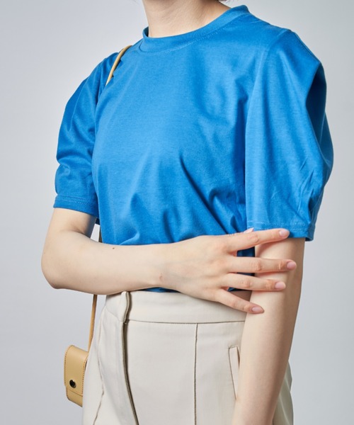 SETUP7(セットアップセブン)の「【SETUP7】タックスリーブ半袖カットソー SCCH141 ※(Tシャツ/カットソー・レディース・ブラック/ブルー/ホワイト・4/3)」の5枚目の写真