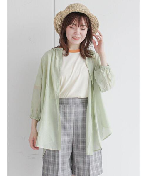 ehka sopo（エヘカソポ）の「リンガーテレコショート丈カットソー（Tシャツ/カットソー・レディース・ベージュ/サックスブルー/ピンク/キナリ・ﾌﾘ-）」の9枚目の写真