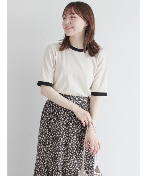 ehka sopo（エヘカソポ）の「リンガーテレコショート丈カットソー（Tシャツ/カットソー・レディース・ベージュ/サックスブルー/ピンク/キナリ・ﾌﾘ-）」の3枚目の写真