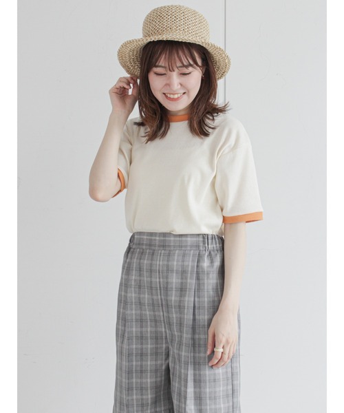 ehka sopo（エヘカソポ）の「リンガーテレコショート丈カットソー（Tシャツ/カットソー・レディース・ベージュ/サックスブルー/ピンク/キナリ・ﾌﾘ-）」の2枚目の写真