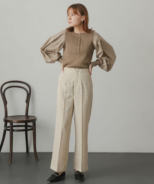 SENSE OF PLACE by URBAN RESEARCH（センスオブプレイスバイアーバンリサーチ）の「ボリュームスリーブニットドッキングトップ（ニット/セーター・レディース・ブラック/アイボリー/ベージュ/バーガンディー・ONE）」の15枚目の写真