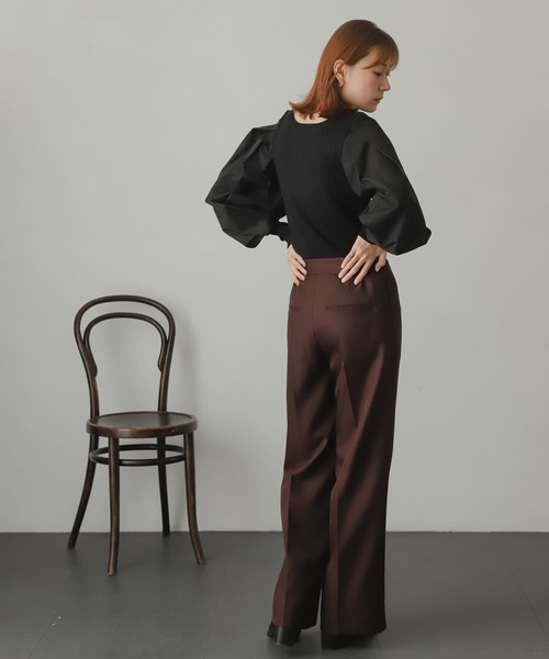 SENSE OF PLACE by URBAN RESEARCH（センスオブプレイスバイアーバンリサーチ）の「ボリュームスリーブニットドッキングトップ（ニット/セーター・レディース・ブラック/アイボリー/ベージュ/バーガンディー・ONE）」の13枚目の写真