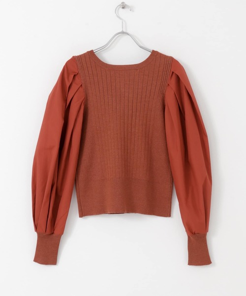 SENSE OF PLACE by URBAN RESEARCH（センスオブプレイスバイアーバンリサーチ）の「ボリュームスリーブニットドッキングトップ（ニット/セーター・レディース・ブラック/アイボリー/ベージュ/バーガンディー・ONE）」の19枚目の写真