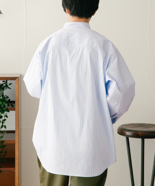 ITEMS URBANRESEARCH（アイテムズ アーバンリサーチ）の「バンドカラー ストライプシャツ（シャツ/ブラウス・メンズ・ブラック/ブルー/ネイビー・MEDIUM/LARGE）」の12枚目の写真