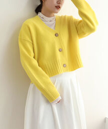 MUSICカシミヤ混ショートVネックカーディガン