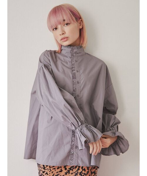 merry jenny(メリージェニー)の「frillスタンドカラーブラウス(シャツ/ブラウス・レディース・ブラック/オフホワイト/パープル・FREE)」の3枚目の写真