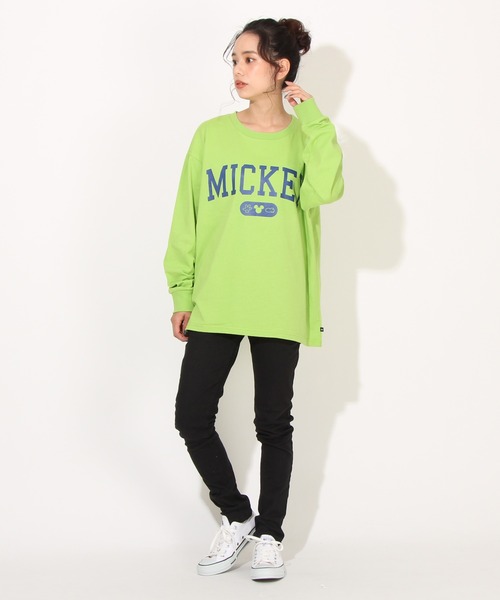 Disney(ディズニー)の「親子お揃い ディズニー カレッジロゴロンT 7277A(Tシャツ/カットソー・レディース・ブラック系1/チェリーピンク/イエロー×グリーン/ブラック系2・S/XL/L/M)」の6枚目の写真