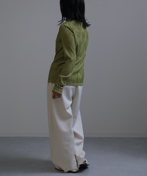 ap retro(アプレトロ)の「ウェーブストライプメロウプルオーバー / 長袖 / ロンT(Tシャツ/カットソー・レディース・ホワイト/ブラック/ブラウン/グリーン・FREE)」の15枚目の写真