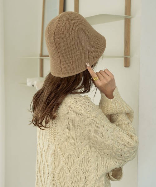 Ambre Neige(アンブルネージュ)の「ウールニットバケットハット/【WEB/EC限定商品】(ハット・レディース・ブラック/ベージュ/アイボリー・FREE)」の11枚目の写真