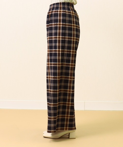 libelle more(リベル モア)の「チェック柄 裏起毛プリーツパンツ(スラックス・レディース・ネイビー・M)」の5枚目の写真