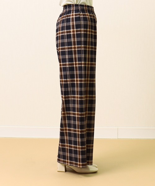 libelle more(リベル モア)の「チェック柄 裏起毛プリーツパンツ(スラックス・レディース・ネイビー・M)」の7枚目の写真