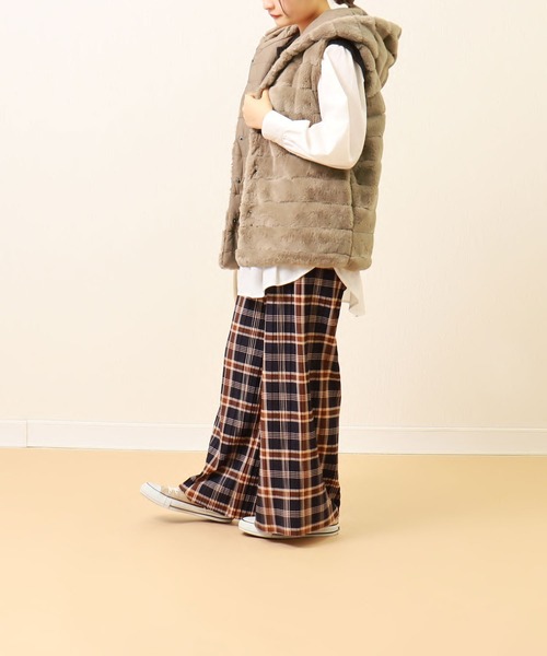 libelle more(リベル モア)の「チェック柄 裏起毛プリーツパンツ(スラックス・レディース・ネイビー・M)」の14枚目の写真