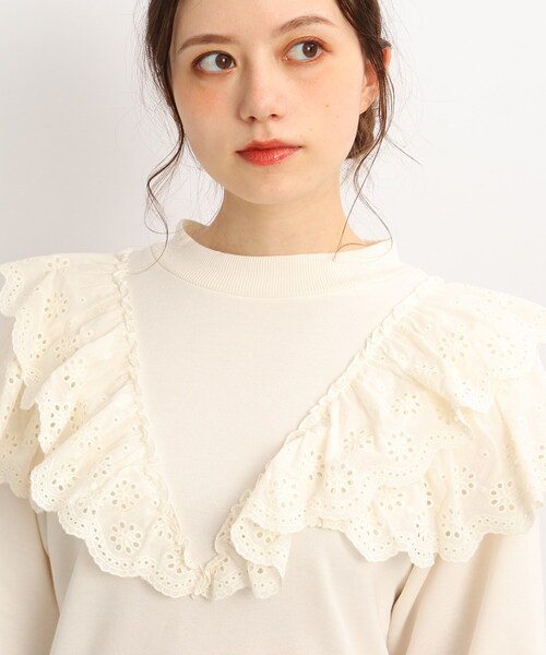 Cutie Blonde（キューティーブロンド）の「◆【360度 映える】レースフリル スウェット（スウェット・レディース・ブラック/ホワイト系/ピンク系・02/03）」の7枚目の写真
