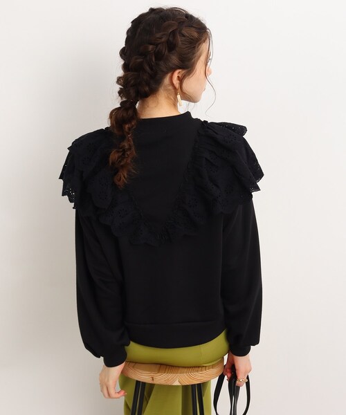 Cutie Blonde（キューティーブロンド）の「◆【360度 映える】レースフリル スウェット（スウェット・レディース・ブラック/ホワイト系/ピンク系・02/03）」の12枚目の写真